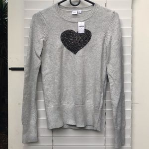 Gap Intarsia Heart Grey Pullover Sweater